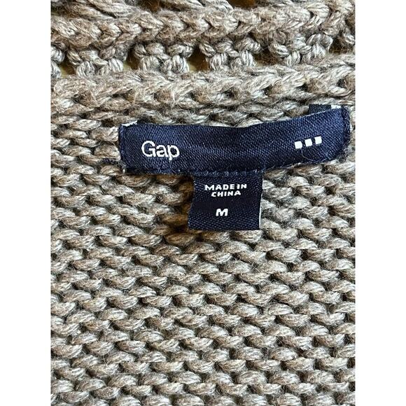 Gap Women’s Tan Crochet Knit Sleeveless Sweater Vest One Button Collared, Sz Med - Picture 3 of 10